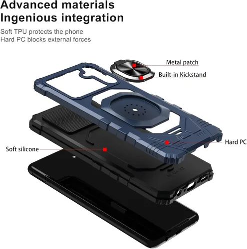 Vista 4 de Ailiber Funda para teléfono Samsung Galaxy A13, funda Samsung A04S con protector de pantalla, soporte de anillo para montaje magnético de automóvil