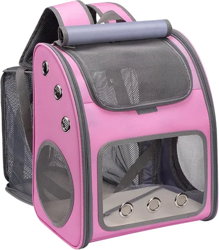 Vista 11 de Mochila transportadora para gatos, mochila expandible para gatos y mascotas pequeñas, diseño transpirable súper ventilado, mochila de viaje portátil
