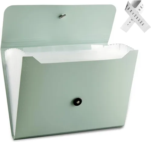 Vista 11 de Carpeta de archivos expandible con 13 bolsillos, carpeta de archivo de acordeón para documentos, organizador estético de papel negro