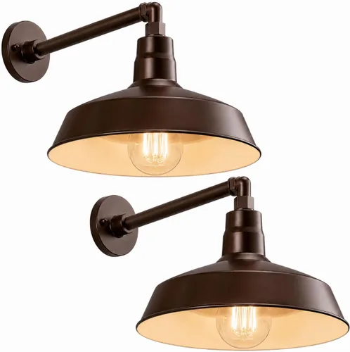 Vista 38 de 14 pulgadas. RLM Warehouse - Pantalla con brazo de cuello de cisne y bombilla Led A19 5000K de 9W Negro satinado (paquete de 1)