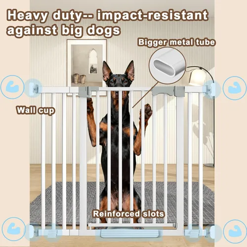 Vista 3 de Puerta para bebé extra alta de 41 pulgadas para perros grandes y mascotas en interiores, sin saltos, 30-32.6 pulgadas de ancho, puerta resistente