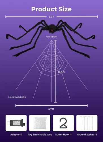 Vista 8 de Brightown Decoraciones de Halloween para exteriores, 312 luces LED de Naranja y morado - Nuevo