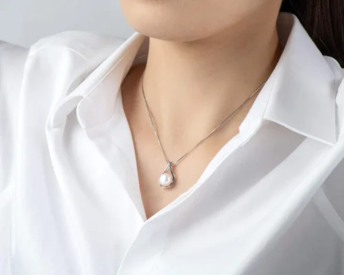 Vista 6 de Pearl Necklaces for Women, Freshwater Cultured Single White Pearl Pendant with 925 Sterling Silver Chain Pearl Jewelry Gifts for Mom Wife Her