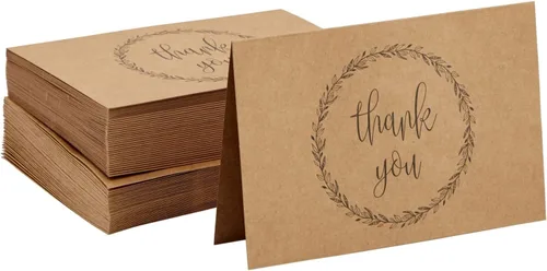 Vista 4 de Tarjetas de felicitación en papel Kraft marrón, THANK YOU
