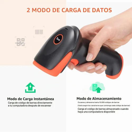 Vista 6 de Tera Pro Wireless 2D QR Barcode Scanner 3 en 1 Bluetooth y 2.4GHz inalámbrico y conexión con cable USB Conectar teléfono inteligente Tablet PC