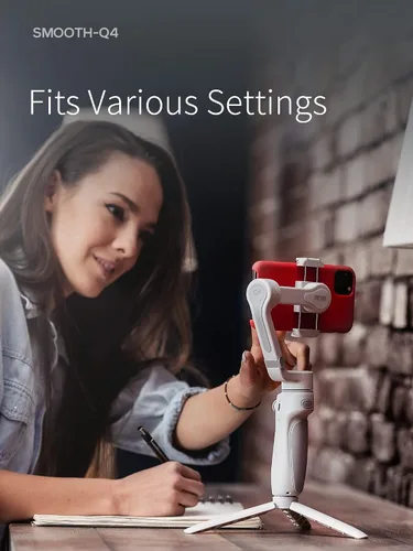 Vista 7 de ZHIYUN Smooth Q4 Combo cardán estabilizador, cardán de teléfono inteligente de 3 ejes, barra de extensión incorporada, plegable y portátil, cardán