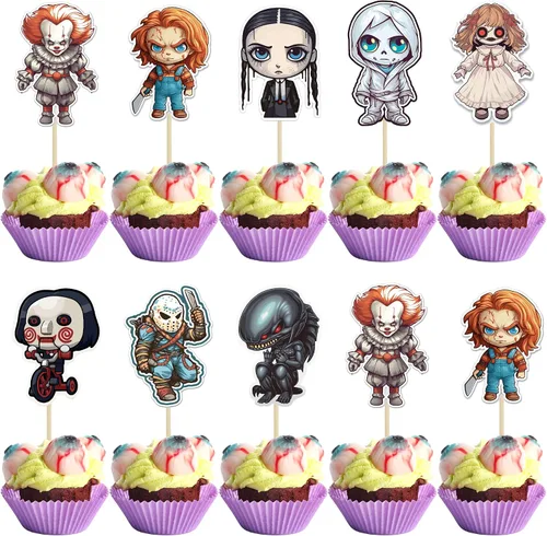 Vista 29 de 24 piezas de decoración de magdalenas Ghost One con purpurina para Halloween, fantasma, para magdalenas, decoración de magdalenas, fantasma, uno