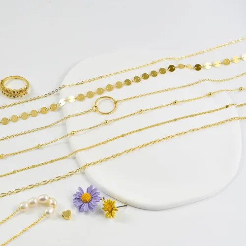 Vista 6 de MOLEVY Delicado collar de oro para mujer, gargantilla chapada en oro de 14 quilates, collar de plata, collar de cadena simple, collar de cadena