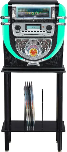 Vista 2 de Arkrocket Boston Jukebox - Sistema de entretenimiento con soporte Bluetooth reproductor de CD FM Radio SD USB