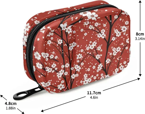 Vista 7 de Pastilleros de cereza bolsa rojo floral ciruela vitamina pastillero organizador 7 días contenedor de medicina caso suplemento titular