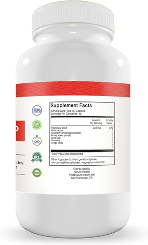 Vista 2 de Apoyo Circulatorio para Cuerpo y piernas, suplemento vegano con Ginkgo biloba, Perejil, Zapote Blanco, Espino Blanco y Cancerina, (1)