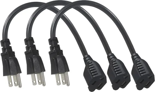 Vista 10 de Cable de extensión de alimentación corto de 1 pie de 1 pie – Cable de extensión corto de 3 clavijas para interiores SJT 16 AWG resistente cable