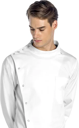 Vista 2 de Professional Lab Coat Howie Style Classic Fit Mandarin Collar Cuffed Sleeves Unisex White 43 Inch Length