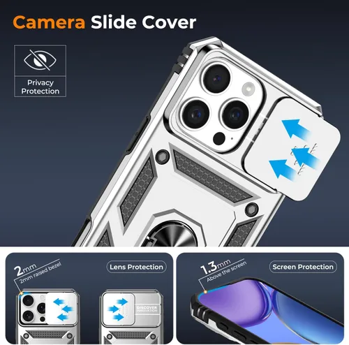Vista 51 de Funda HakkTaoo para iPhone 13/iPhone 14 de 6.1 Pulgadas con Funda Deslizante para Cámara + Protector de Pantalla (2 Paquetes), Funda Protectora a