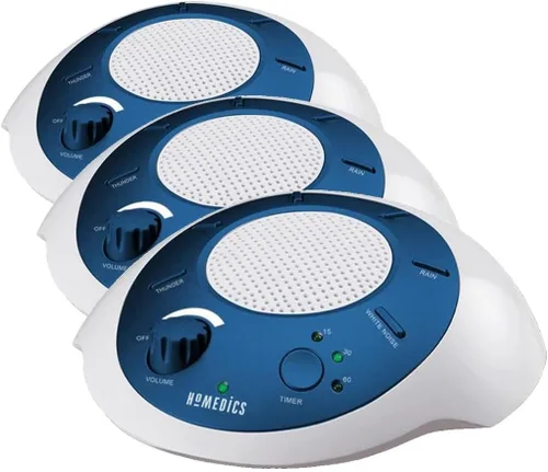 Vista 8 de Máquina de sonido de ruido blanco Homedics SoundSleep, azul, pequeña máquina de sonido portátil con 6 relajantes sonidos de la naturaleza, terapia
