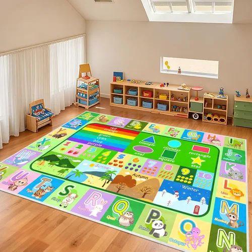 Vista 8 de Alfombra infantil para sala de juegos, dormitorio, 2.5 x 4 pies, alfombra educativa ABC para aula, guardería, alfombra antideslizante de aprendizaje