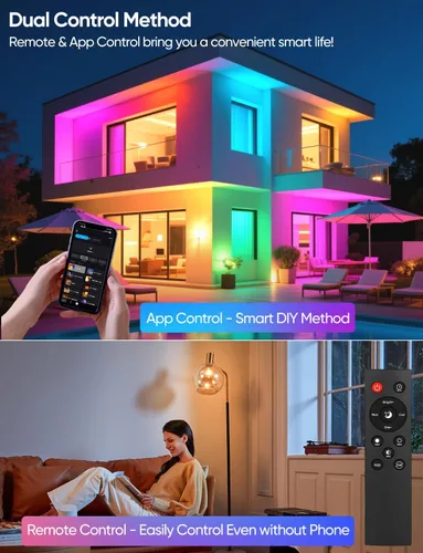 Vista 5 de Bombillas LED inteligentes A19, equivalente a 60 W, 800 lúmenes, cambio de color, bombillas Bluetooth E26 de 9 W con control remoto, 16 millones