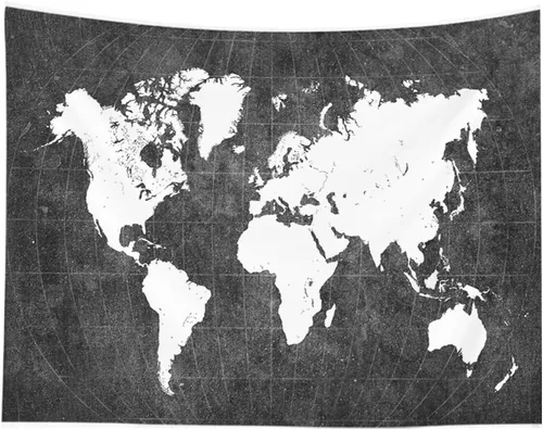 Vista 12 de CAPSCEOLL Tapiz de mapa del mundo para colgar en la pared, tapiz blanco y negro para decoración del hogar, 40 x 30 pulgadas, mapa para habitación