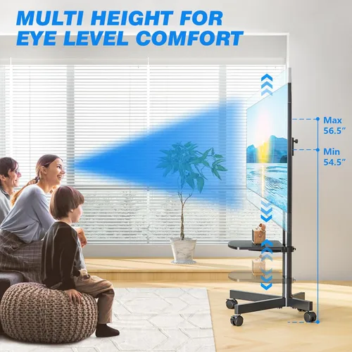 Vista 3 de Rfiver Soporte de TV rodante fuerte con estante para televisores de 23 a 60 pulgadas de hasta 88 libras, carrito de TV móvil portátil con rueda
