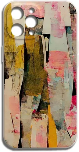 Vista 4 de Amanqunta Funda compatible con iPhone 14 Pro Max, hermosa funda de silicona suave con textura abstracta colorida para mujeres y niñas, diseño