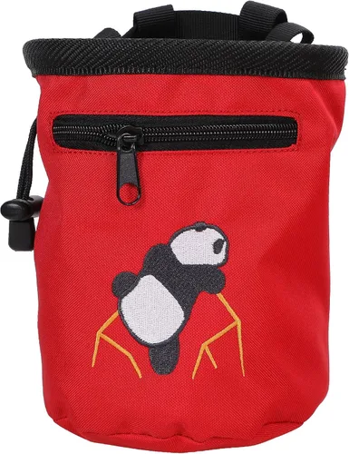 Vista 9 de AMC Bolsa de tiza bordada de panda escalada en roca con bolsillo con cremallera Azul mezclilla