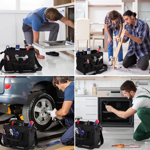Vista 8 de Workpro W081020A - Bolsa para herramientas de almacenamiento con boca ancha (12 pulgadas)