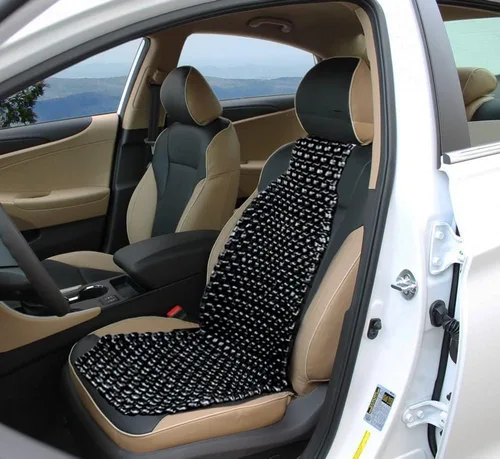 Vista 2 de Zento Deals cojín para asiento, con cuentas de madera, 5/8 pulgadas de grosor, negro