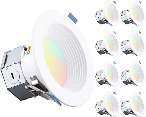 Vista 18 de TORCHSTAR Paquete de 8 luces LED empotrables 5CCT de 6 pulgadas, sin lata 2-Blanco