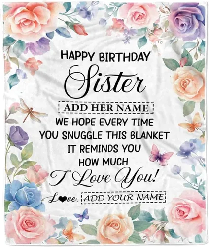 Vista 18 de Manta personalizada con texto en inglés «To My Sister from Sister Wood» No Matter Where Life Takes Us Soul Sister cumpleaños, Navidad, graduación