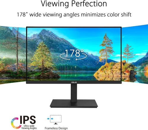 Vista 3 de ASUS Monitor de acoplamiento 1080P de 23.8 pulgadas (VA24ECPSN) - Full HD, IPS, 75Hz, sincronización adaptativa, altavoces, cuidado de los ojos, luz
