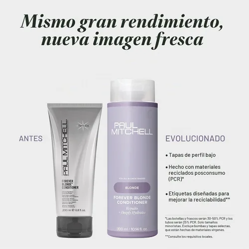 Vista 2 de Paul Mitchell Forever Blonde Conditioner, Repairs + Deeply Hydrates, Ideal For Bleached + Lightened Hair