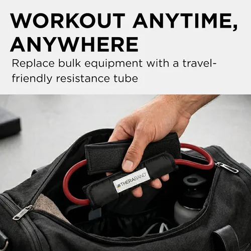 Vista 4 de TheraBand tubos de látex resistentes con manijas portables. Ideales para fisioterapia, pilates para parte inferior del cuerpo, hacer ejercicios