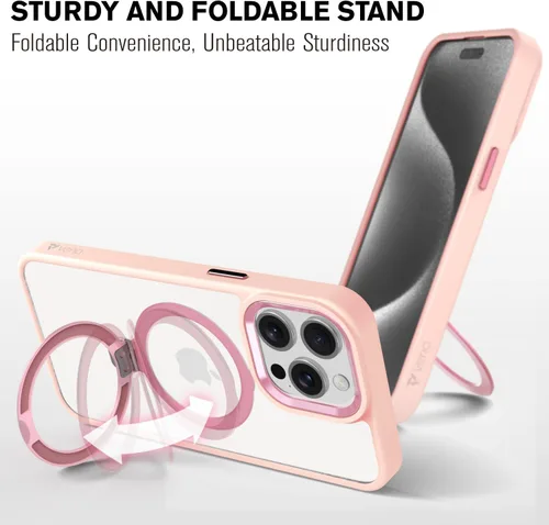 Vista 5 de VENA Funda con anillo magnético para iPhone 15 Pro Max (6.7 pulgadas) [compatible con Magsafe] con soporte resistente, protección contra caídas, a