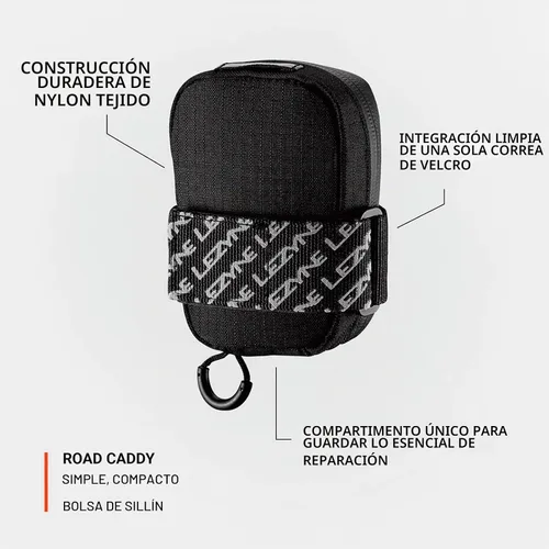 Vista 3 de LEZYNE Road Caddy Bolsa de sillín para bicicleta Lightweight Nylon Construction, Under Seat Storage Pouch, Velcro Attachment, Clamshell Opening