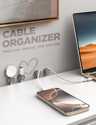 Vista 6 de Clips de cable - Chfeila Organizador de cables de resorte dual más reciente con cierre de gancho, paquete de 6 [máxima estabilidad] Gestión