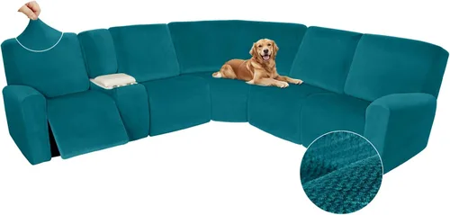 Vista 616 de Arfntevss Fundas de sofá seccional reclinable de terciopelo, Funda de sofá seccional de esquina para sofá reclinable, Funda elástica suave