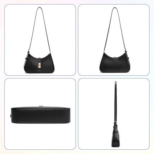 Vista 5 de Keyli - Bolso de hombro de moda para mujer, de cuero vegano, con correa ajustable, bolsos estilo hobo, con asa larga
