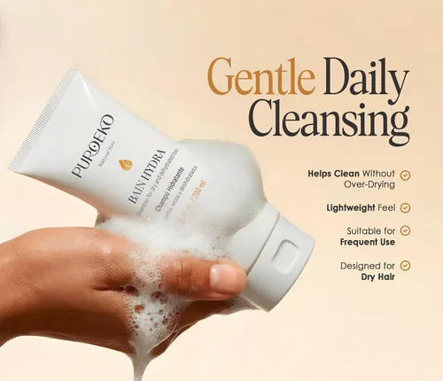 Vista 3 de Bain Hydra Champú Orgánico Hidratante para cabello seco con ligera hidratación Champús suaves para suavidad y brillo Champú hidratante de uso