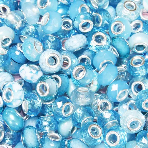 Vista 11 de ZYEHXED 60 Piezas Cuentas Negras de Agujero Grande, Cuentas Grandes de Artesanía Europea, Cuenta de Lampwork Murano de Agujero Grande, Cuenta