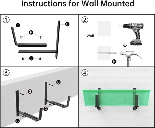 Vista 5 de Y&M 2 cajas de ventana para maceteros ajustables, ganchos resistentes para montar en la pared, ganchos duraderos para cestas de flores, soportes