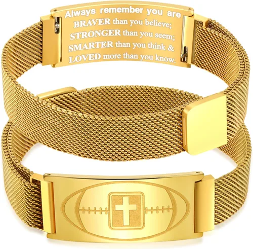 Vista 130 de Regalos de graduación, pulsera de fútbol, fútbol, baloncesto, béisbol, regalos de pulsera, pulseras de cruz de fe para hombres, bautismo, primera