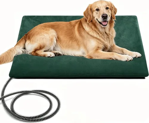 Vista 14 de PETNF Almohadilla térmica para mascotas al aire libre para gatos y perros, control automático de temperatura de 100.4-107.6 °F, impermeable Verde