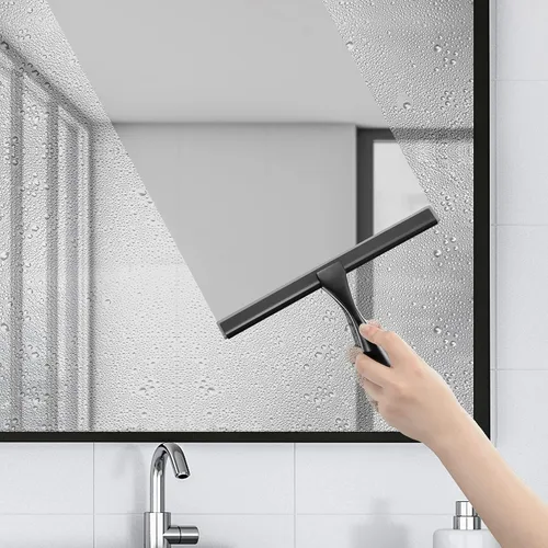 Vista 3 de HIWARE Escobilla de ducha multiusos para puertas de ducha, baño, ventana y cristal de coche, color negro, acero inoxidable, 10 pulgadas