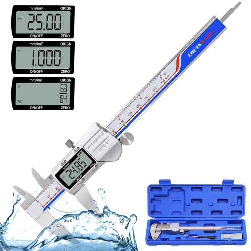 Vista 8 de Calibre digital electrónico de Vernier, herramienta de medición, micrometro electrónico impermeable IP54, calibre de vernier de acero inoxidable