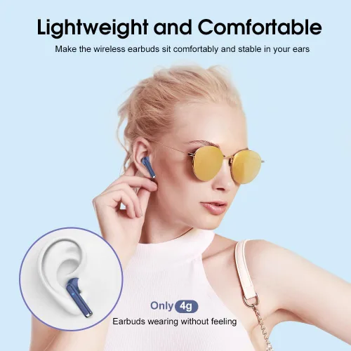 Vista 4 de OYIB Auriculares inalámbricos, auriculares Bluetooth 5.3 con 4 micrófonos ENC Clear Call, auriculares Bluetooth con control táctil, sonido estéreo