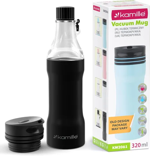 Vista 7 de Kamille Taza de café de viaje de acero inoxidable, doble pared aislada al vacío, taza de café con tapa para bebidas frías, hielo y bebidas