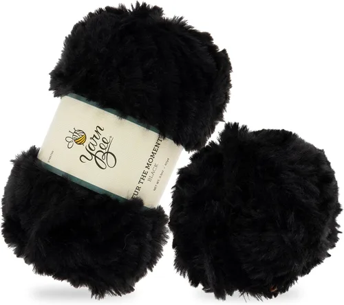 Vista 11 de Bee - Hilo súper voluminoso para tejer y tejer, madeja suave de 62 yardas de hilo 100% poliéster para mantas, sombreros y más, accesorios de Negro