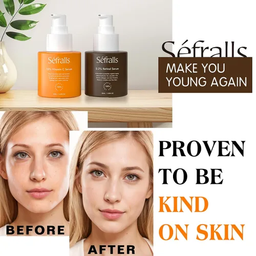 Vista 8 de Sefralls Suero facial Duo – Retinol Vitamina C – Set de cuidado de la piel antienvejecimiento para mujeres, antiarrugas, piel suave y firme – 1 onza
