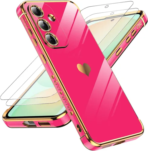 Vista 102 de LeYi Funda para Motorola-G 2025: Love Heart Plating Luxury, Negro