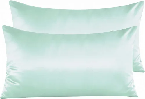 Vista 20 de NTBAY Fundas de almohada de satén con cremallera para cabello y piel, juego de 2 fundas de almohada estándar de lujo con cremallera oculta, 20 x 26